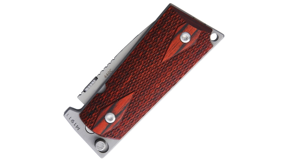Ultimate Equipment M1911 Compact Hammerhead Folding Knife, 4.25in Closed, 3in Bead Blast Finish 440C SS Drop Point, Checkered Rosewood Handle, CLR-440C