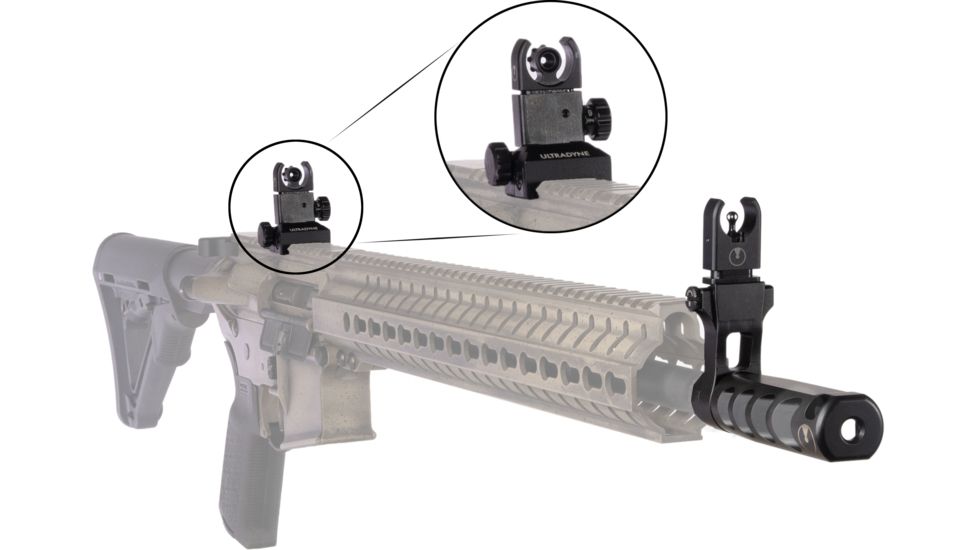 Ultradyne C4 Dynamount Flip-up Front/Rear Sight Set w/Apollo Compensator, .223/5.56, 1/2x28, Black, UD10800