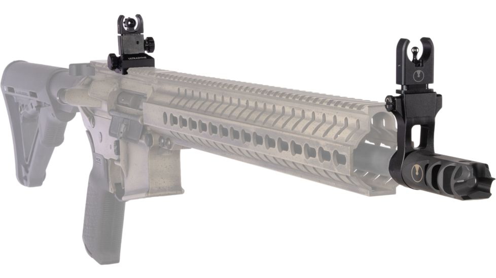 Ultradyne C4 Dynamount Flip-up Front/Rear Sight Set w/Apollo Compensator, .223/5.56, 1/2x28, Black, UD10800