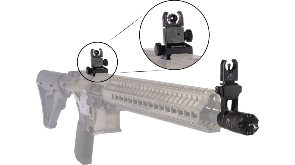 Ultradyne C4 Dynamount Flip-up Front/Rear Sight Set w/Athena Compensator, .308/7.62, 5/8x24, Black, UD10810