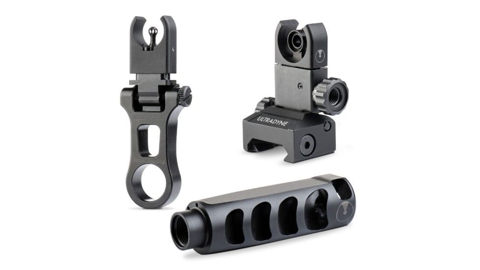 Ultradyne C4 Dynamount Flip-up Front/Rear Sight Set w/Apollo Compensator, .308/7.62, 5/8x24, Black UD10830