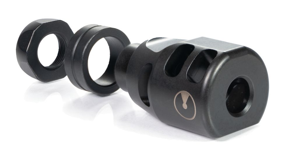 Ultradyne Lithium PCC Compensator Muzzle Brake, 9mm, 1/2-28 Thread, 1.124in Outside Diameter, 416 SS, Salt Bath Nitride, Black, UD11030