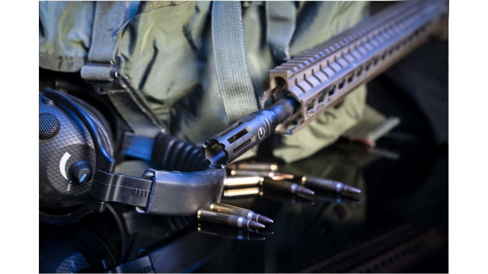 Ultradyne Nighthawk Flash Hider, AR-15, .223/5.56, 1/2-28in, .875 Outside Diameter,416 SS, Salt Bath Nitride, Black, UD11000