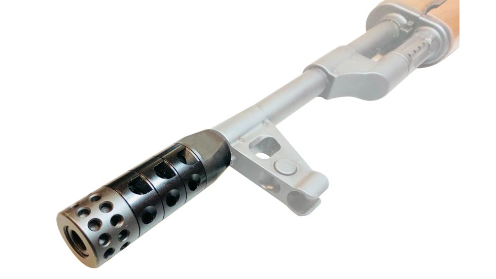 UM Tactical R.A.G.E. Total Compensation System Muzzle Brake, 7.62x39mm, M14x1 LH, Left Hand Ports, Black, TCS-AK-LH