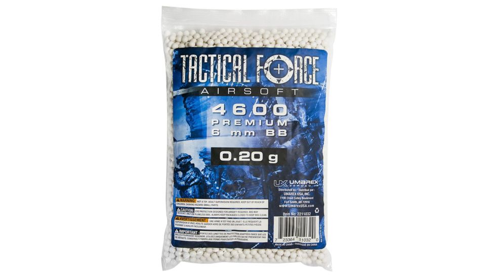 Umarex Tactical Force .20g Premium 6mm Airsoft BBs, 4600 Count, White 2211032