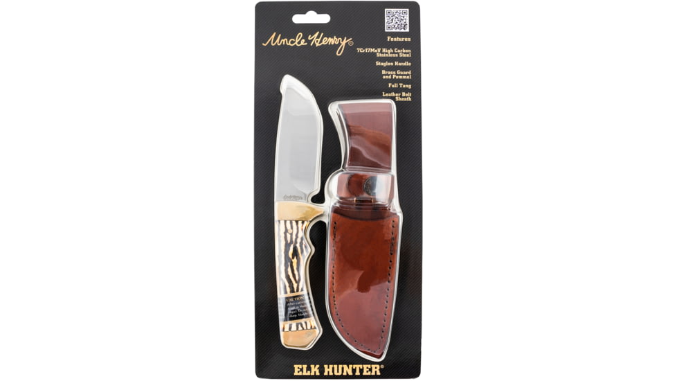 Uncle Henry 182UHCP Elk Hunter Full Tang 3.83 Fixed Drop Point Plain 7Cr17MoV H