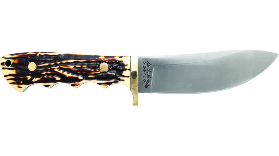 Uncle Henry Elk Hunter Full Tang Skinner Fixed Blade Knife,4.62in High Carbon Stainless Steel Skinning Blade,Staglon Handle 183UH