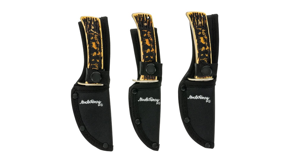 Uncle Henry Knife 3pc Fixed Elk Gift Set W/tin Promo Q4