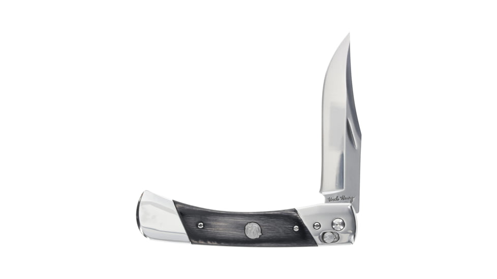 Uncle Henry PLB7 Folding Knife, 3.8in, 7Cr Stainless Steel Blade, Black/Grey Laminated Wood Handle, Clam Pack, 1222013