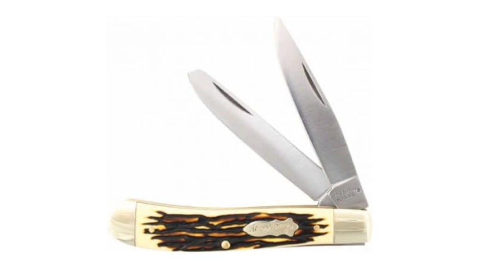 Uncle Henry Uncle Henry 285UH Pro Trapper Next Gen Folding Knife, 3.2in 7Cr17 HC Stainless Steel Clip Point and Spay Blade, Staglon Handle, Sliver, 1135999