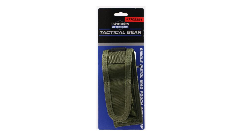 Uncle Mike's Law Enforcement Single Pistol Mag Case w/ Flap, OD Green