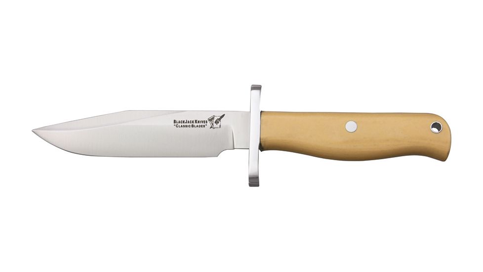 Uncle Mikes Classic Blades Halo Fixed Blade Knife, 3.625in, A-2 Tool Steel Clip Point, Antique Ivory Micarta Border Patrol Handle BCB12AI