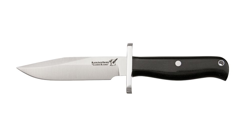 Uncle Mikes Classic Blades Halo Fixed Blade Knife, 3.625in, A-2 Tool Steel Clip Point, Black Canvas Micarta Border Patrol Handle BCB12BM