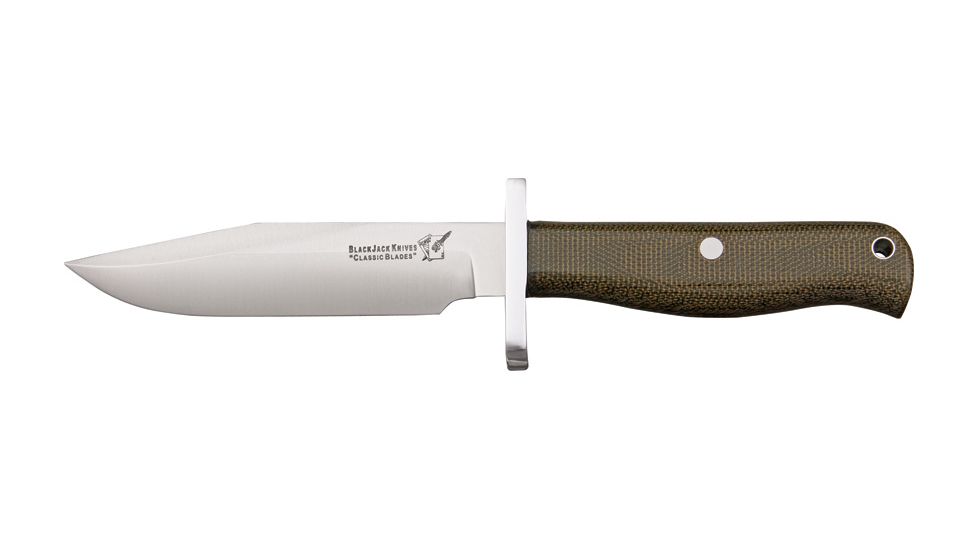Uncle Mikes Classic Blades Halo Fixed Blade Knife, 3.625in, A-2 Tool Steel Clip Point, Green Cavas Micarta Border Patrol Handle BCB12GM