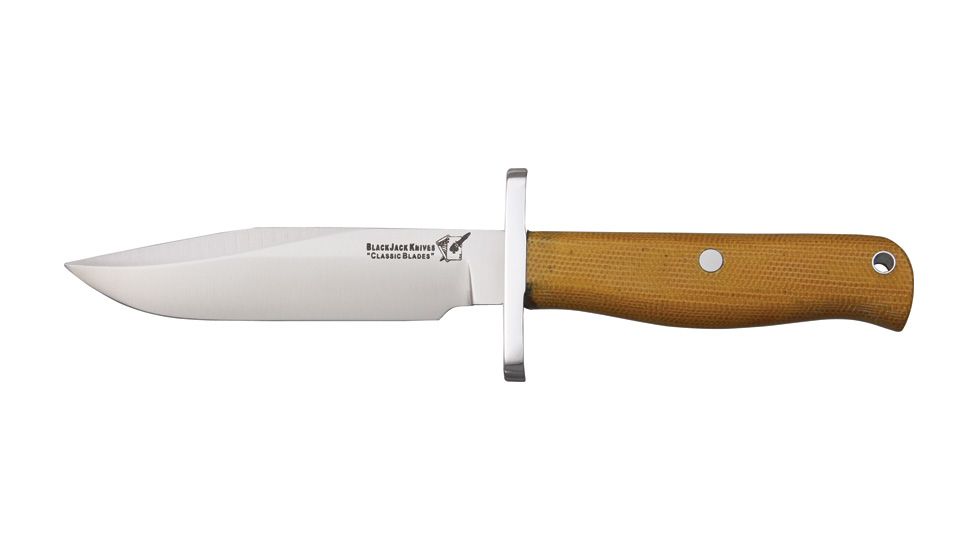 Uncle Mikes Classic Blades Halo Fixed Blade Knife, 3.625in, A-2 Tool Steel Clip Point, Natural Canvas Micarta Border Patrol Handle BCB12NM