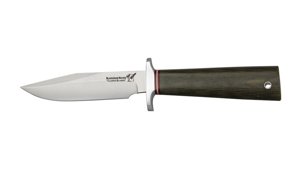 Uncle Mikes Classic Model 4 Fixed Blade Knife, 3.75in, A-2 Tool Steel, Green Canvas Micarta Handle BCB4GC