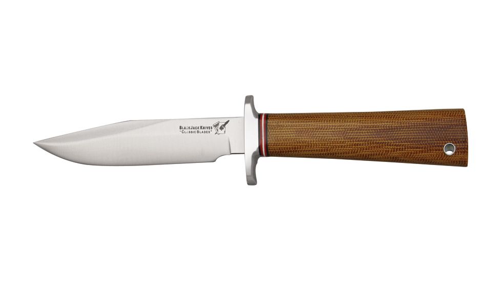 Uncle Mikes Classic Model 4 Fixed Blade Knife, 3.75in, A-2 Tool Steel, Natural Canvas Micarta Handle BCB4NM