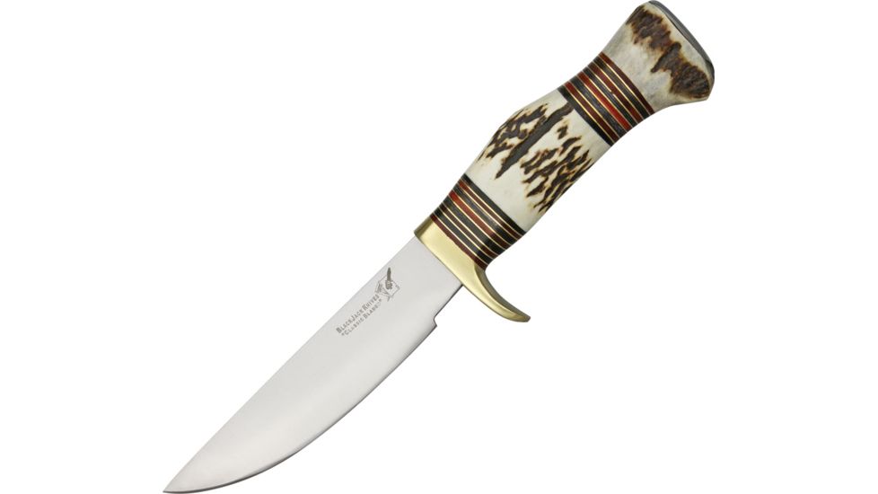 Uncle Mikes Ezekiel Hunter Fixed Blade Knife, 5.5in, Stainless, Genuine Stag Handle BJ055