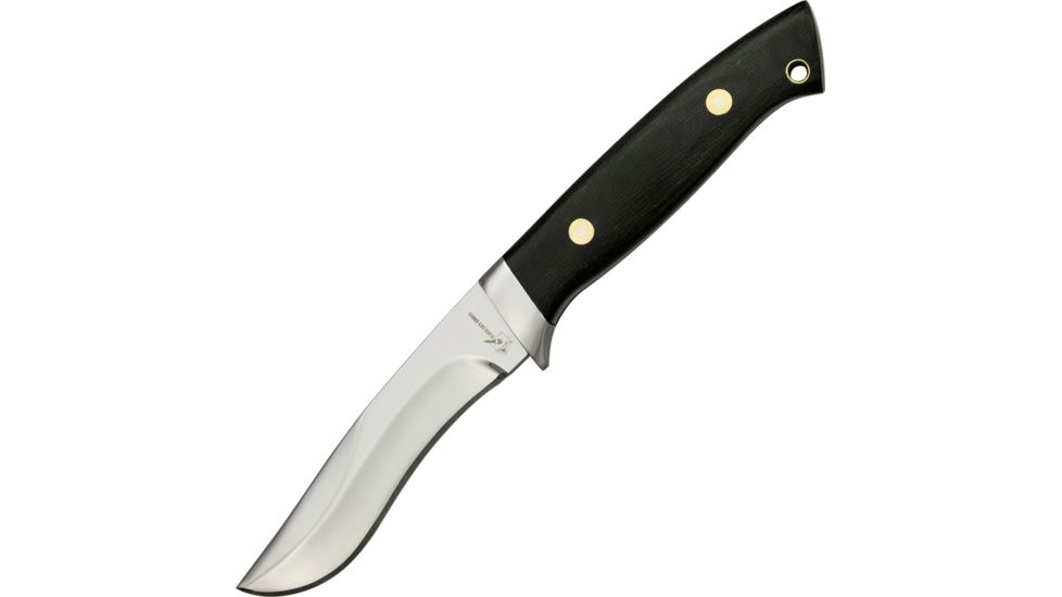 Uncle Mikes Intl Mini Mamba Fixed Blade Knife, 4.25in, Mirror Polished Stainless, Black Micarta Handle BJ046