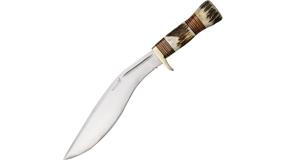 Uncle Mikes Kukri Stag Fixed Blade Knife, 10in, 2 Piece Stag Handle BJ053