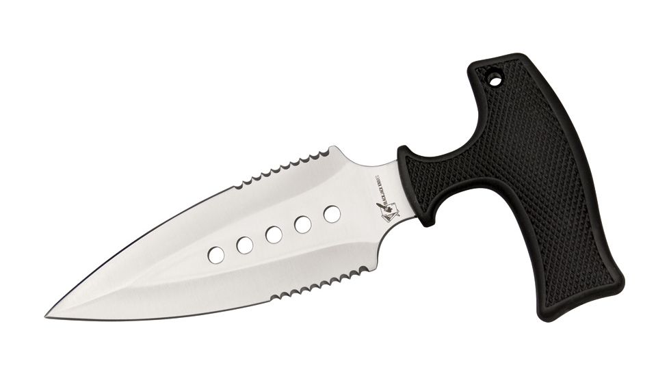 Uncle Mikes T-Handle Push Dagger Fixed Blade Knife, 4in, Serrated, Rubber Black T-Handle BJ049