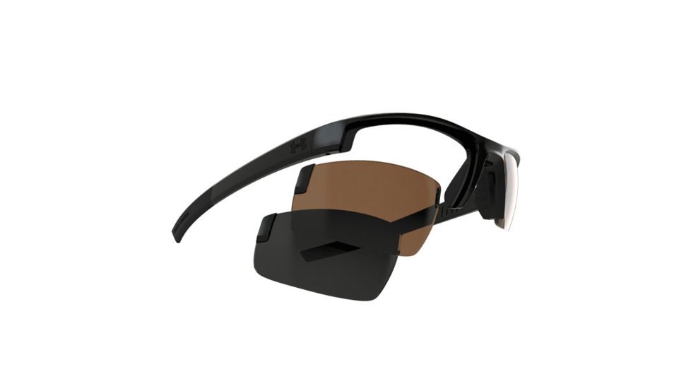 Under Armour Stride S, Satin Black Frame, Gray Polarized &amp; Brown Lens, U8620039-480820