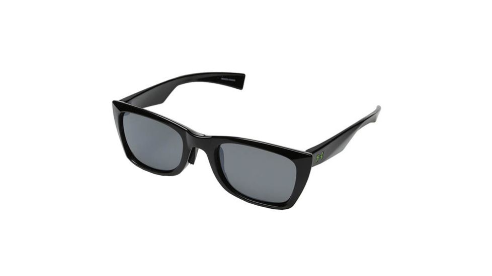 Under Armour Tempest Single Vision Prescription Sunglasses, Shiny Black w/Black Rubber Frame-U8600058-000008SV
