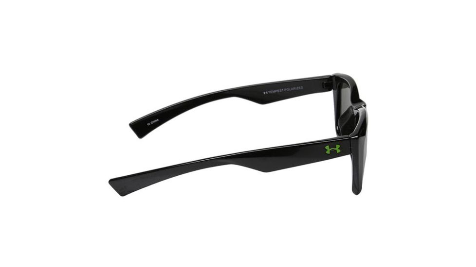 Under Armour Tempest Single Vision Prescription Sunglasses, Shiny Black w/Black Rubber Frame-U8600058-000008SV