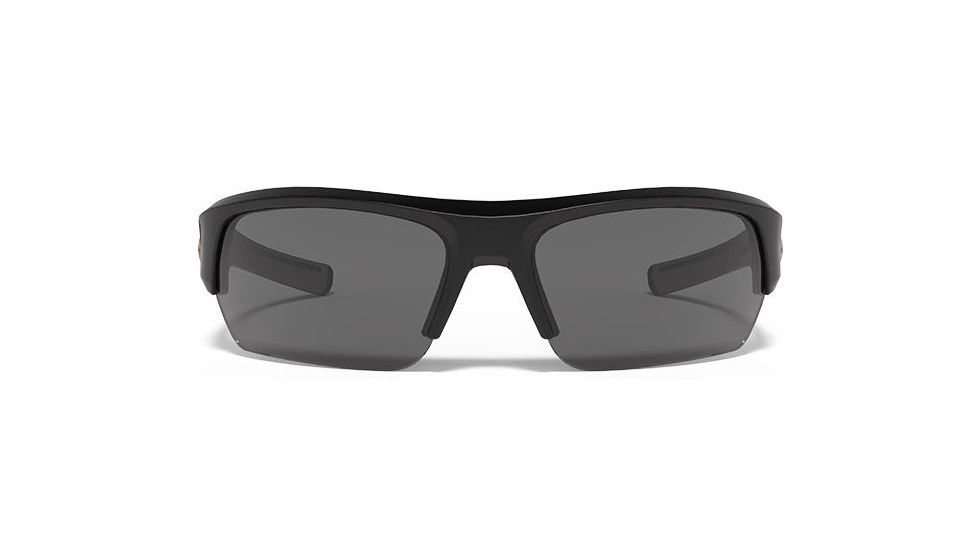 Under Armour Big Shot Sunglasses, Satin Black/Charcoal Gray Frame, Gray Polarized U8630085-010908