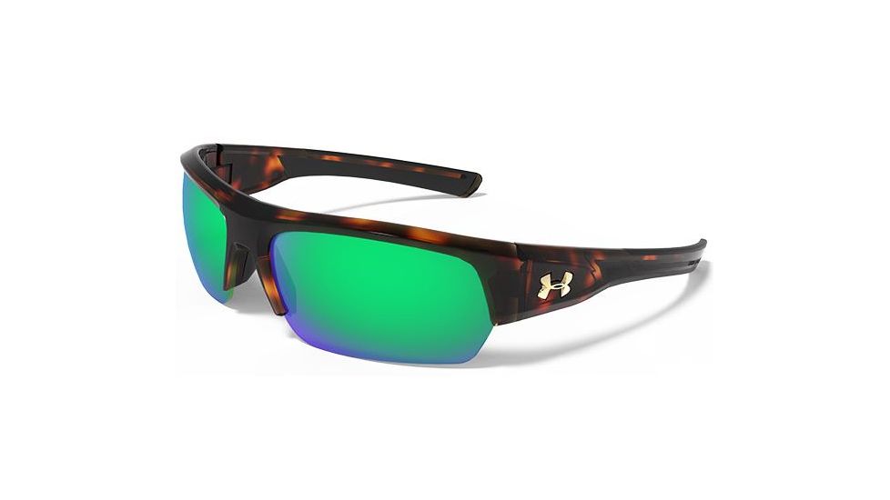 Under Armour Big Shot Sunglasses, Tortosie/Black,Copper Polarized,Green Lens U8630085-960126