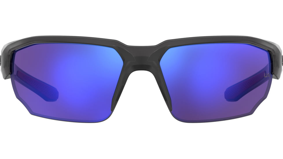Under Armour Blitzing Sunglasses with Transparent Jet Grey Frame and Violet Blue Gold Tuned Mirror Lens, Medium, UA0012S 268-PC