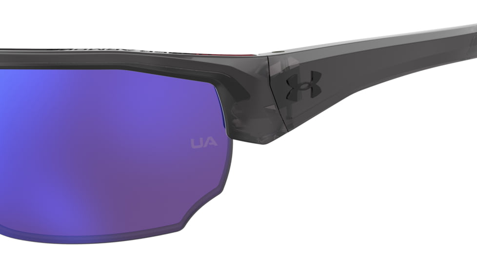 Under Armour Blitzing Sunglasses with Transparent Jet Grey Frame and Violet Blue Gold Tuned Mirror Lens, Medium, UA0012S 268-PC