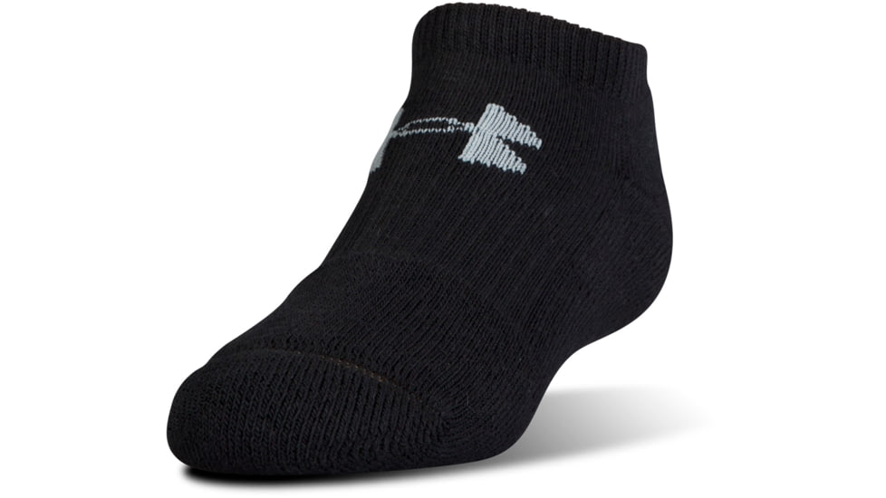 Under Armour Charged Cotton 2.0 Socks, Pack of 6, Black/Gray, 6-7.5 Youth Medium, U320-BLK/GRY-YM