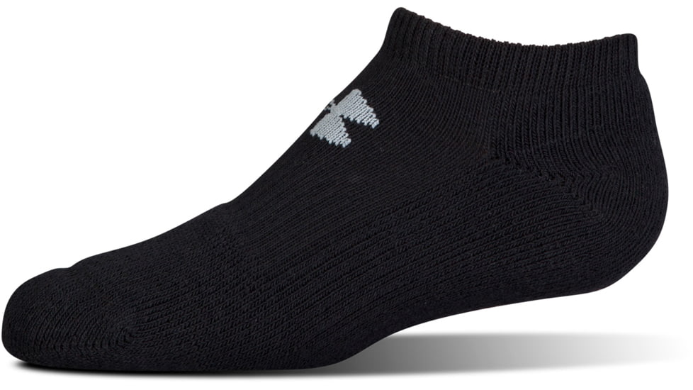 Under Armour Charged Cotton 2.0 Socks, Pack of 6, Black/Gray, 6-7.5 Youth Medium, U320-BLK/GRY-YM