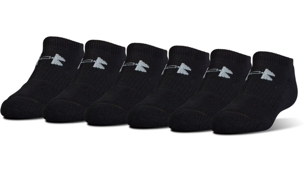 Under Armour Charged Cotton 2.0 Socks, Pack of 6, Black/Gray, 6-7.5 Youth Medium, U320-BLK/GRY-YM