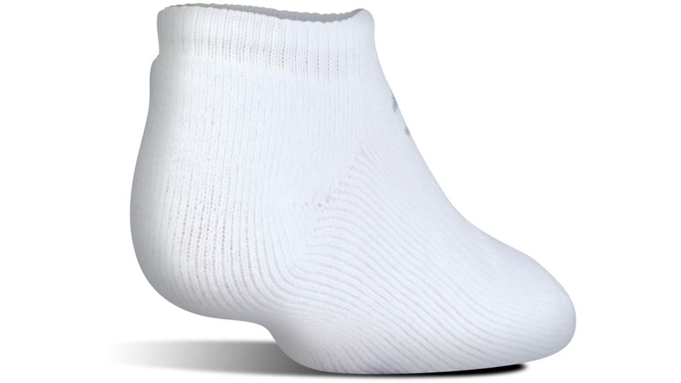 Under Armour Charged Cotton 2.0 Socks, Pack of 6, White/Gray, 7-9 Youth Large, U320-WHT/GRY-YL