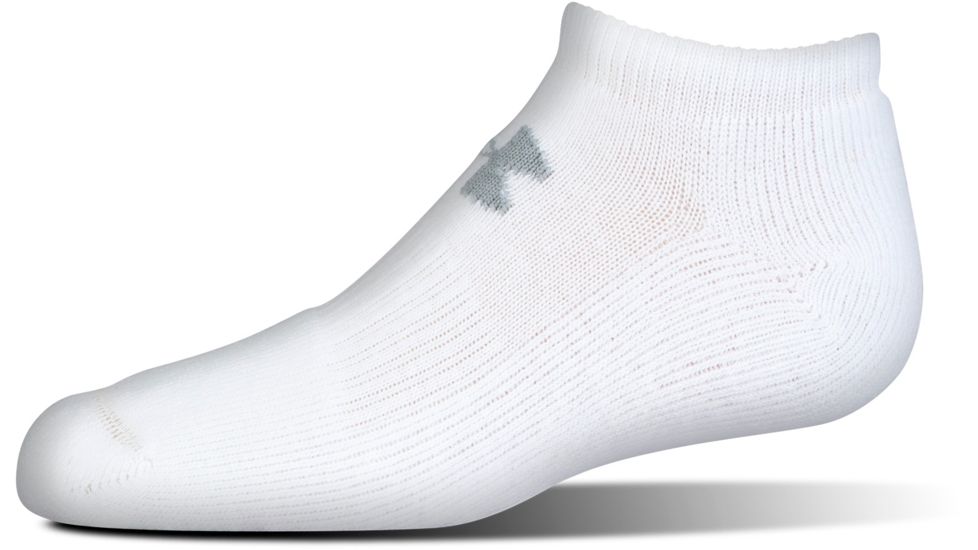 Under Armour Charged Cotton 2.0 Socks, Pack of 6, White/Gray, 7-9 Youth Large, U320-WHT/GRY-YL