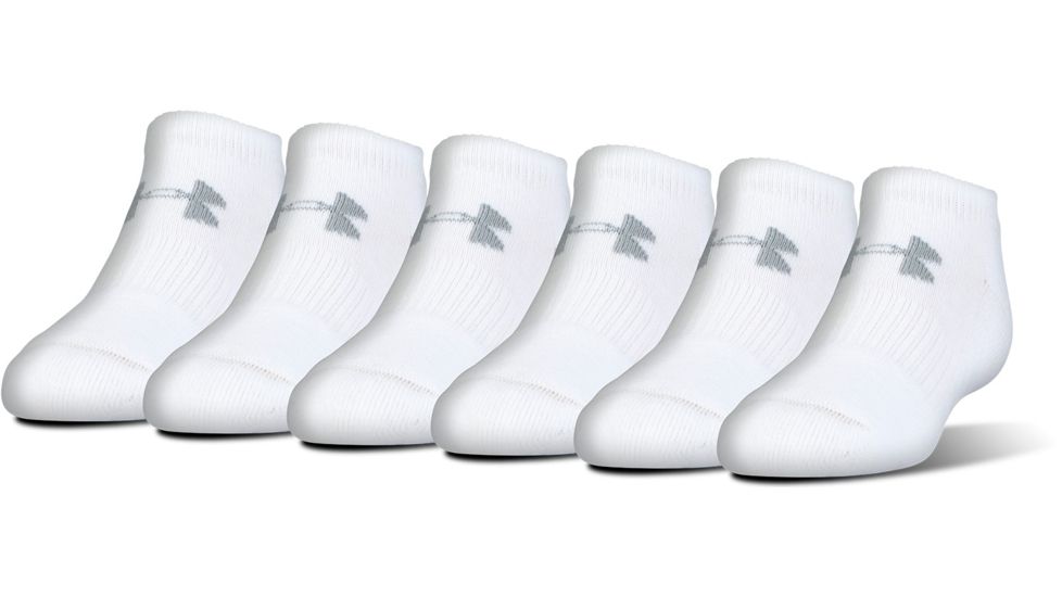 Under Armour Charged Cotton 2.0 Socks, Pack of 6, White/Gray, 7-9 Youth Large, U320-WHT/GRY-YL