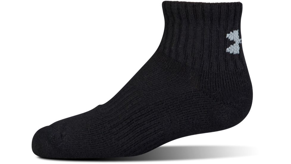 Under Armour Charged Cotton 2.0 Socks, Pack of 6, Black/Gray, 7-9 Youth Large, U321-BLK/GRY-YL