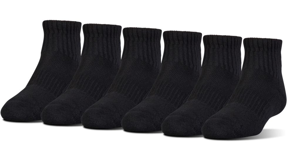 Under Armour Charged Cotton 2.0 Socks, Pack of 6, Black/Gray, 7-9 Youth Large, U321-BLK/GRY-YL