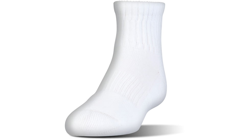 Under Armour Charged Cotton 2.0 Socks, Pack of 6, White/Gray, 6-7.5 Youth Medium, U321-WHT/GRY-YM