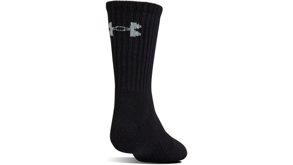 Under Armour Charged Cotton 2.0 Socks, Pack of 6, Black/Gray, 6-7.5 Youth Medium, U322-BLK/GRY-YM