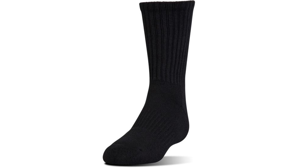 Under Armour Charged Cotton 2.0 Socks, Pack of 6, Black/Gray, 6-7.5 Youth Medium, U322-BLK/GRY-YM