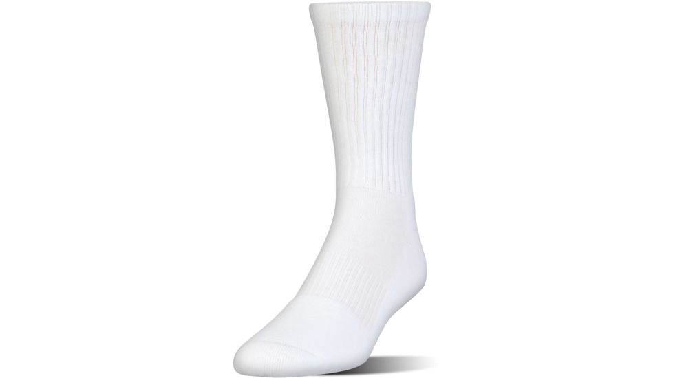 Under Armour Charged Cotton 2.0 Socks, Pack of 6, White/Gray, 7-9 Youth Large, U322-WHT/GRY-YL