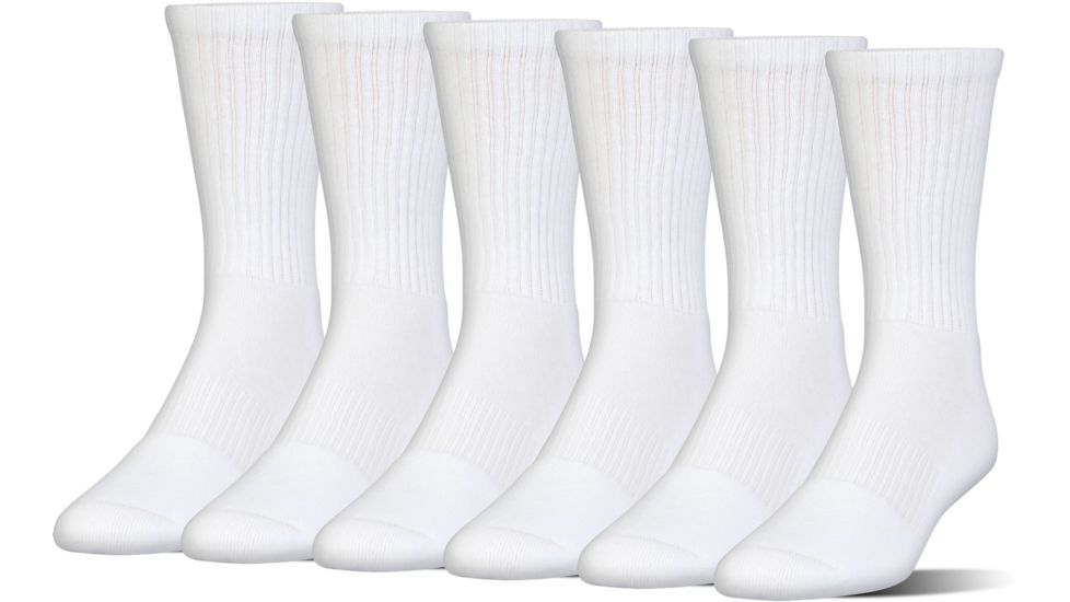 Under Armour Charged Cotton 2.0 Socks, Pack of 6, White/Gray, 7-9 Youth Large, U322-WHT/GRY-YL