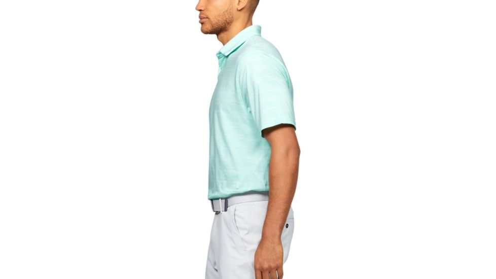 Under Armour Charged Cotton Scramble Stripe Polo - Mens, Extra Large, Aqua Float, 1323455791XL