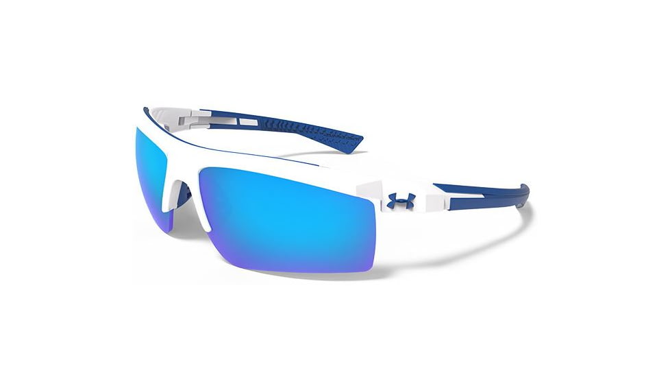Under Armour Core 2.0 Sunglasses, White/Navy Frame, Gray Blue Multiflection Lens U8600082-104161