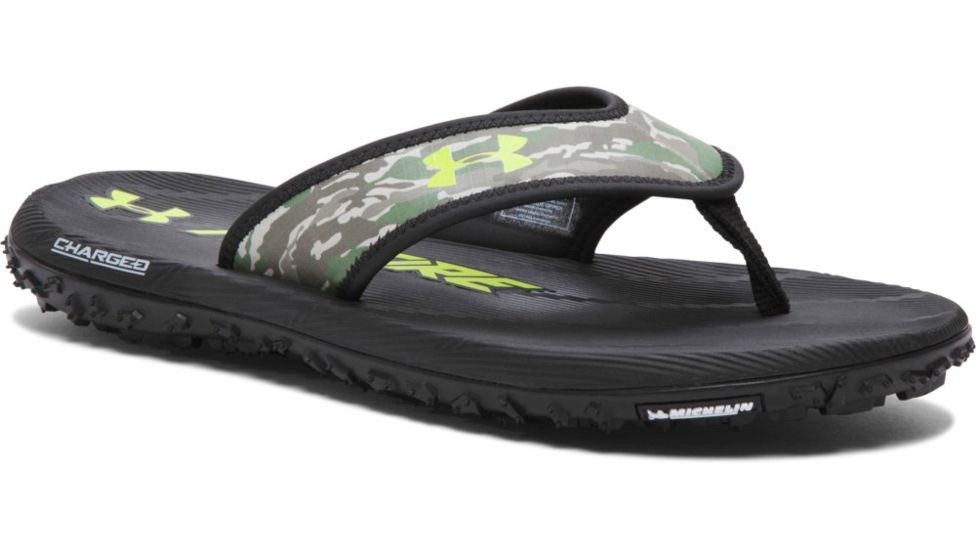 Under Armour Fat Tire Sandal - Men's-Black/White-Medium-8