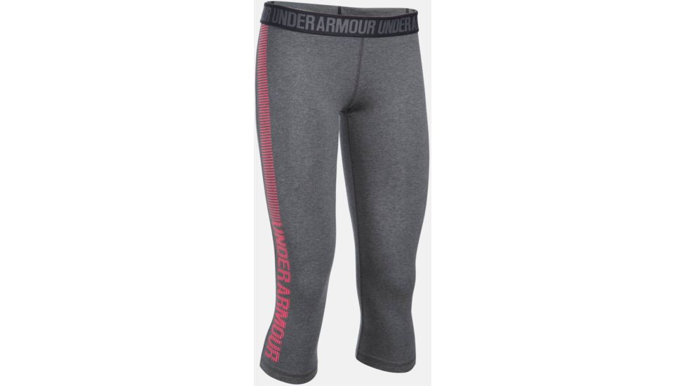 Under Armour Favorite Graphic Capri - Women's-Carbon Heather/Pink Shock/Pink Shock-Large