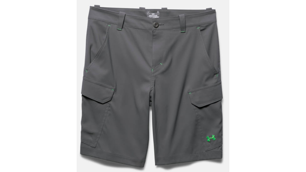 Under Armour Fish Hunter Cargo Short - Men's-Granite/Green Energy-38 Waist
